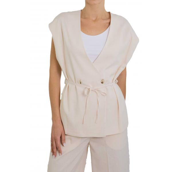 Gilet lungo con cintura doppiopetto "Zoe"